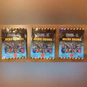 3 of Among Us Blind Bags each Bag with 2 Micro Figures Total of 6 Figurines NEW